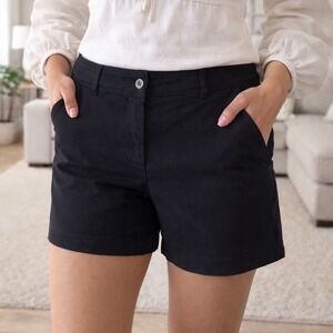 Isaac Mizrahi New York Women's 14 Black Chino Shorts 5" Stretch Cotton Classic
